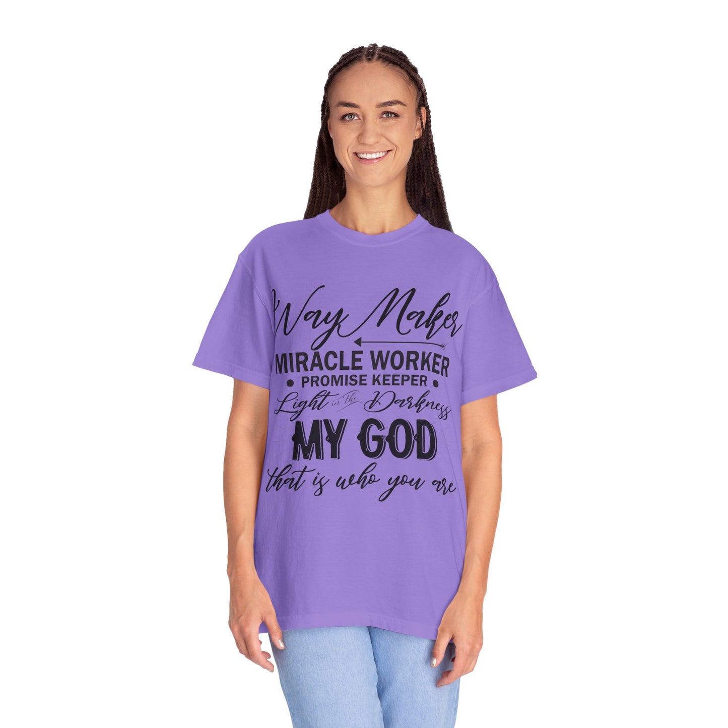 Inspirational Unisex Garment-Dyed T-Shirt - 'Way Maker, Miracle Worker'