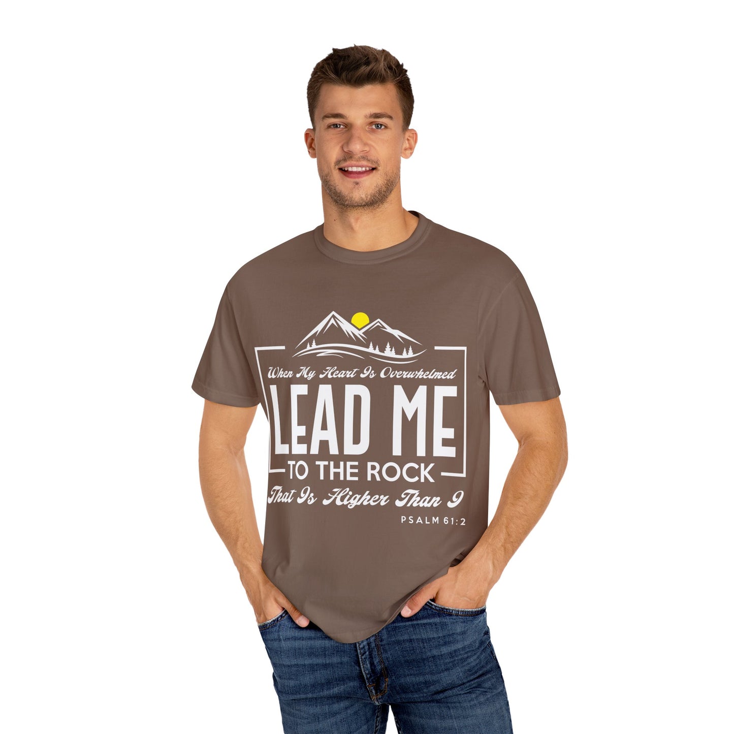 Comfort Colors T-Shirt: 'Lead Me to the Rock' Psalm 61:2 Inspirational Tee