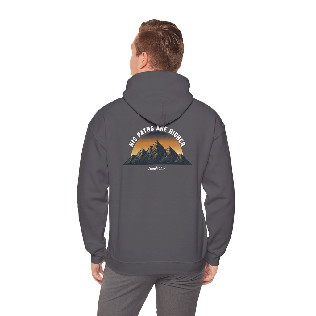 His Paths Are Higher Hoodie – Christian Mountain Sunrise Sweatshirt, Unisex