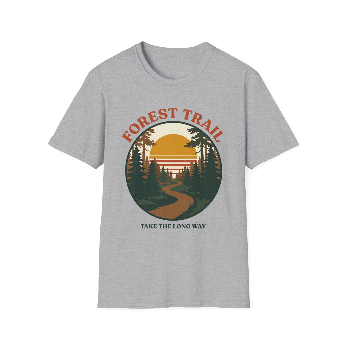 Retro Forest Trail T-Shirt – Vintage 70s Sunset Hiking Tee, Unisex