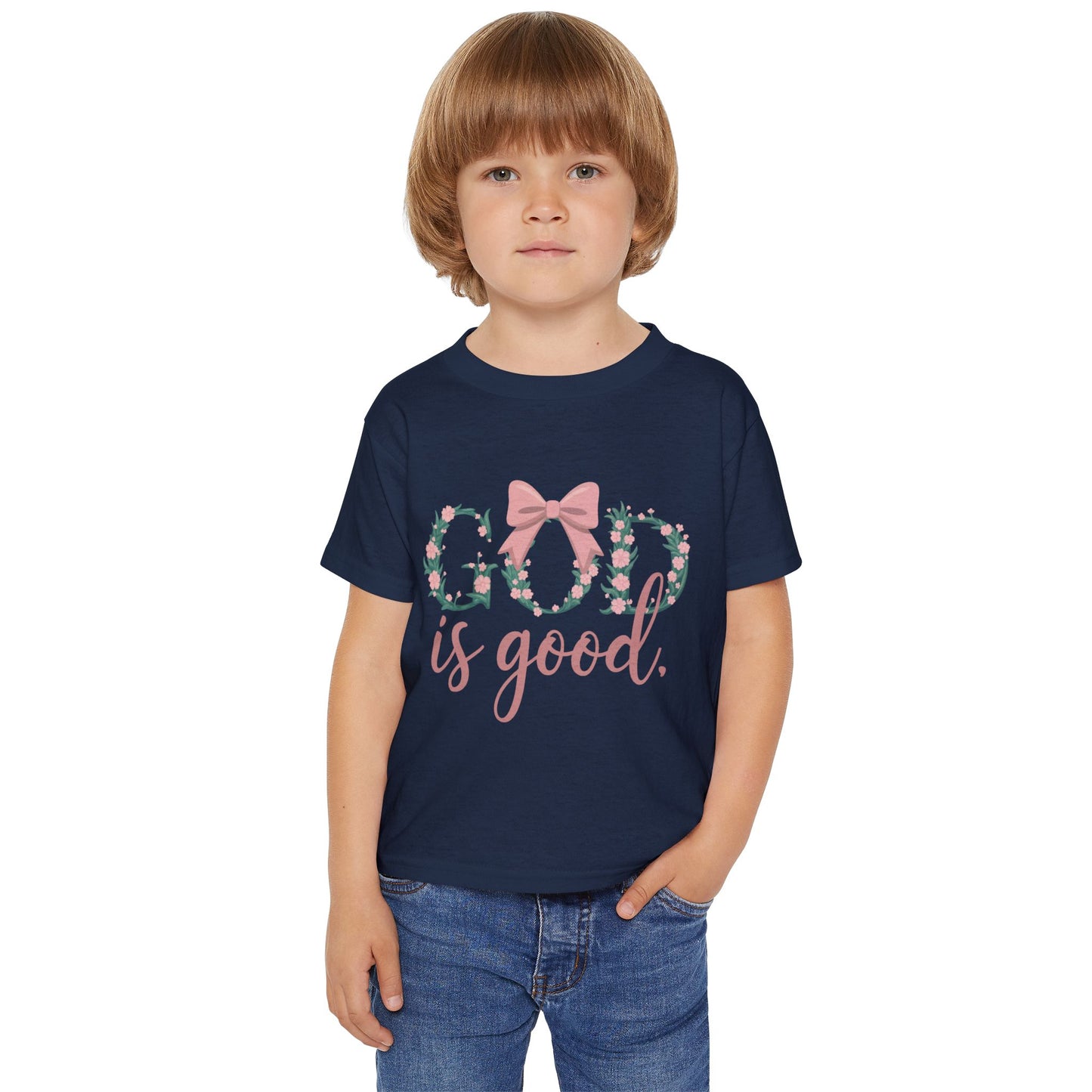 God is Good Toddler T-Shirt, Cute Toddler Tee, Floral Print Kids Shirt, Toddler Gift, Inspirational Kids Apparel
