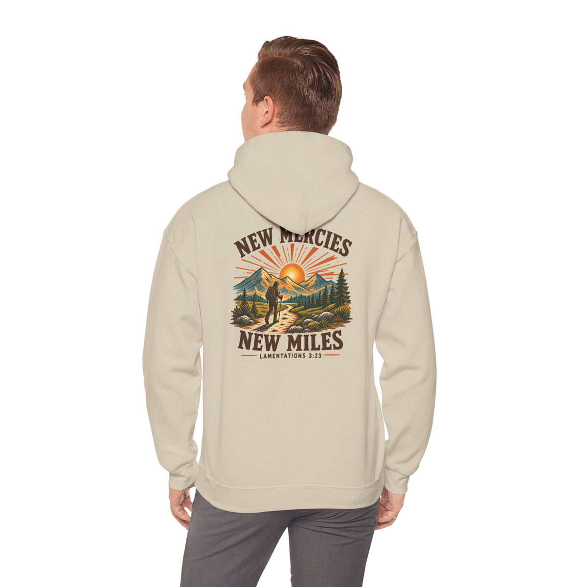 Trail Tested Hoodie — 'New Mercies - New Trails'  Mountain Adventure Sweatshirt