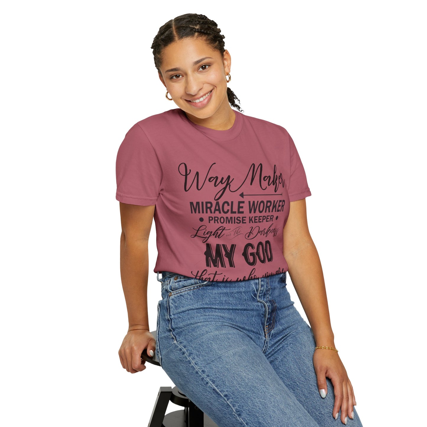 Inspirational Unisex Garment-Dyed T-Shirt - 'Way Maker, Miracle Worker'