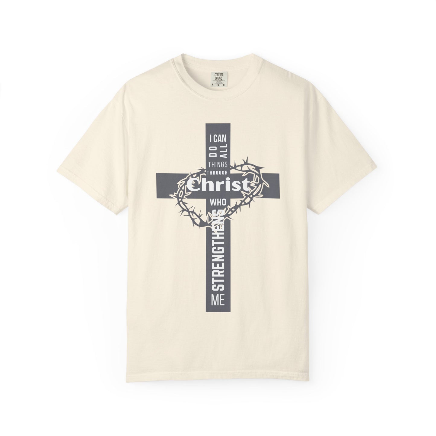 Inspirational Christian T-Shirt - Strength in Christ Design "I Can Do All Things Through Christ"