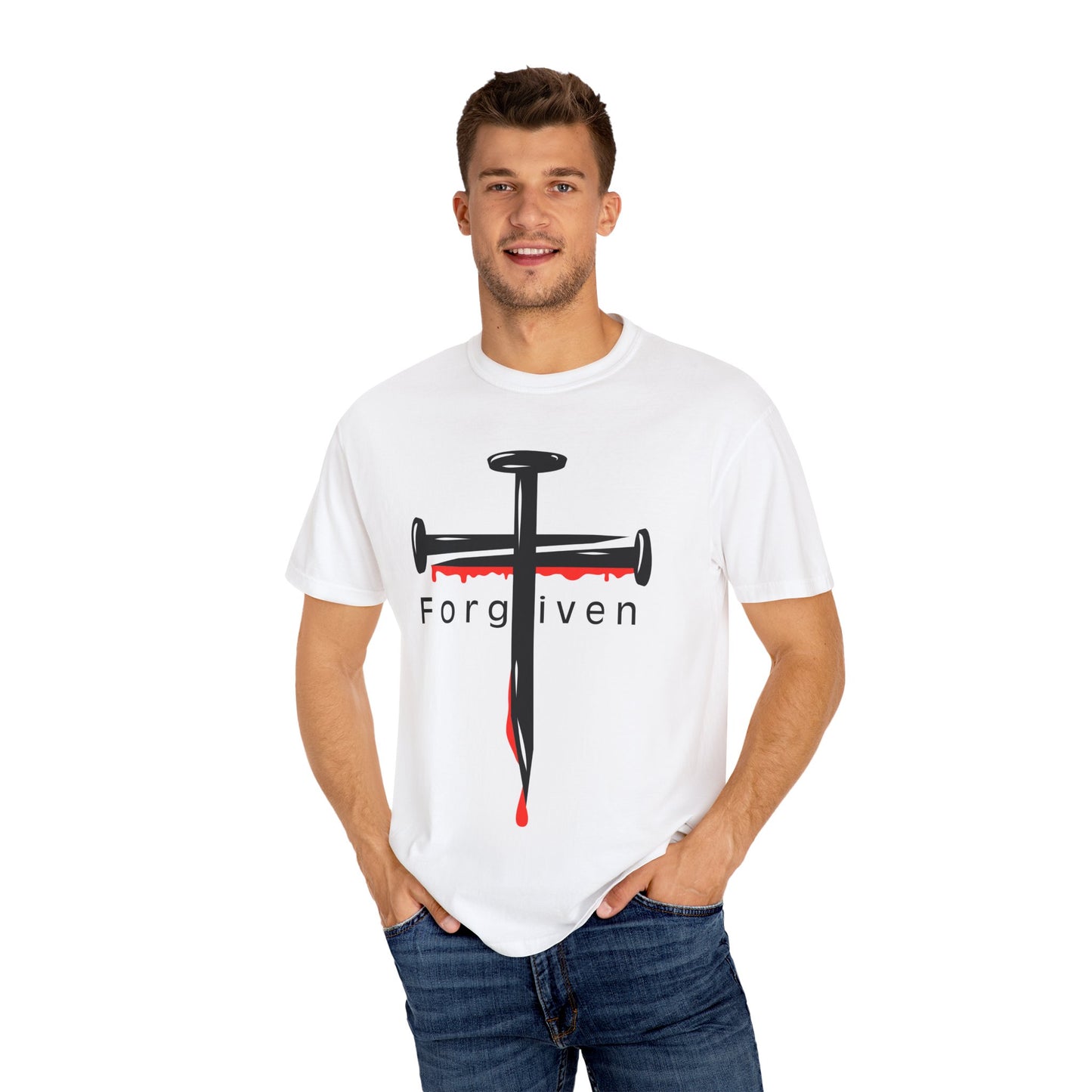 Unisex T-Shirt - Nails from the Cross FORGIVEN Design - Confort Colors T-Shirt