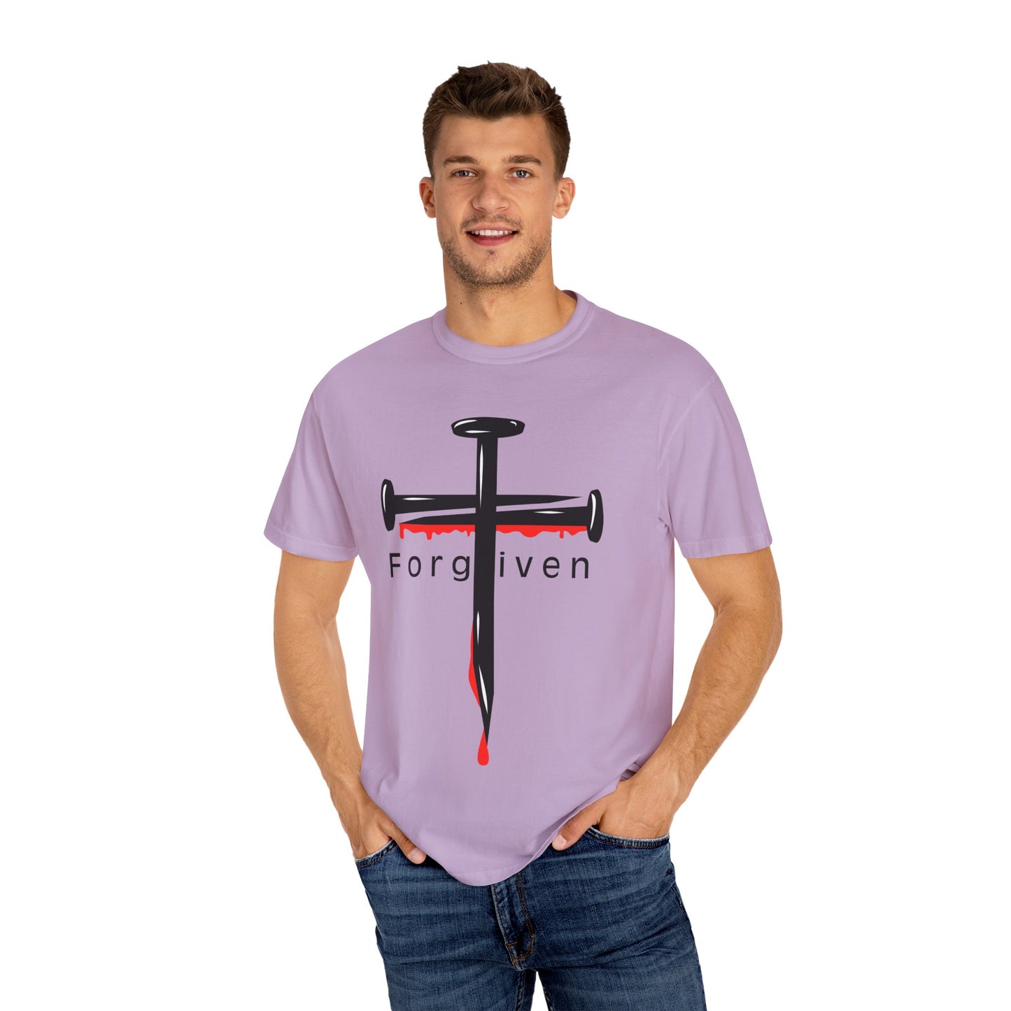 Unisex T-Shirt - Nails from the Cross FORGIVEN Design - Confort Colors T-Shirt