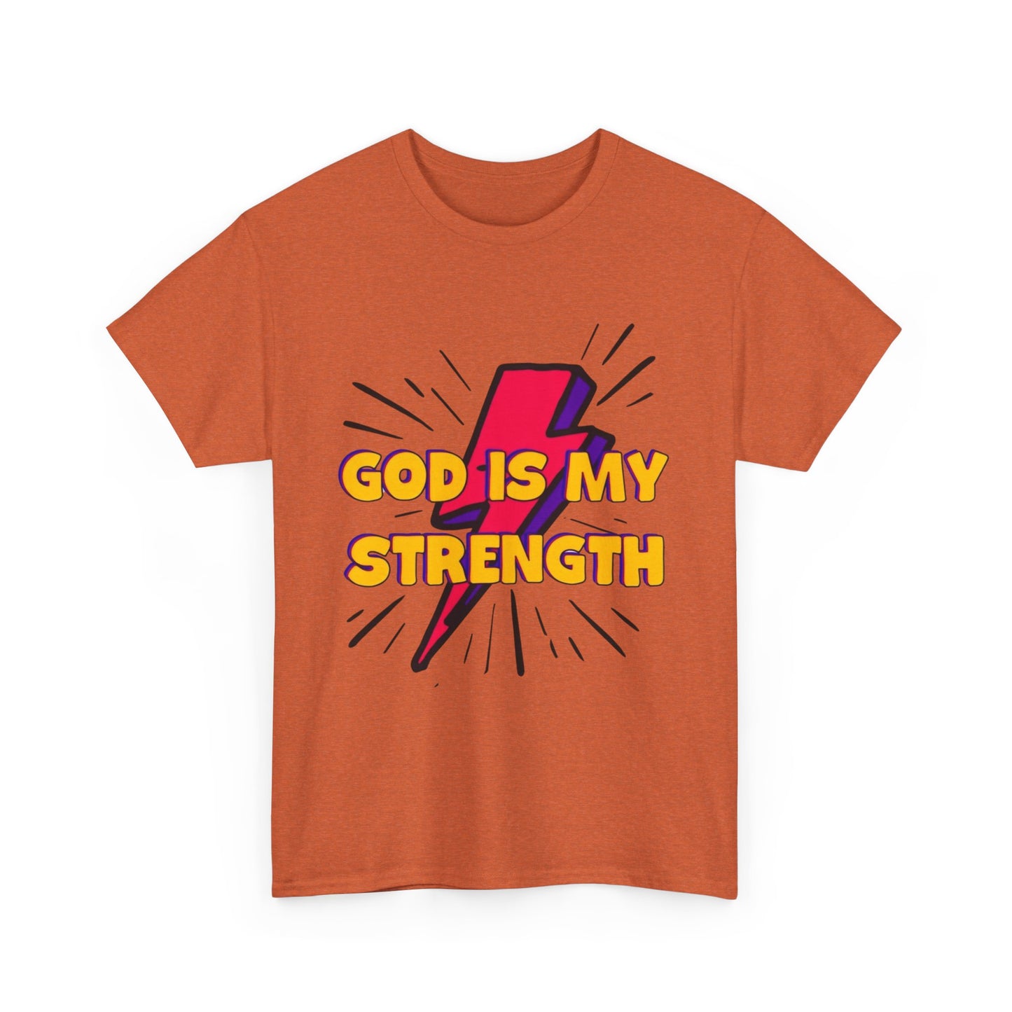 Inspirational Unisex Heavy Cotton Tee - "God is My Strength"