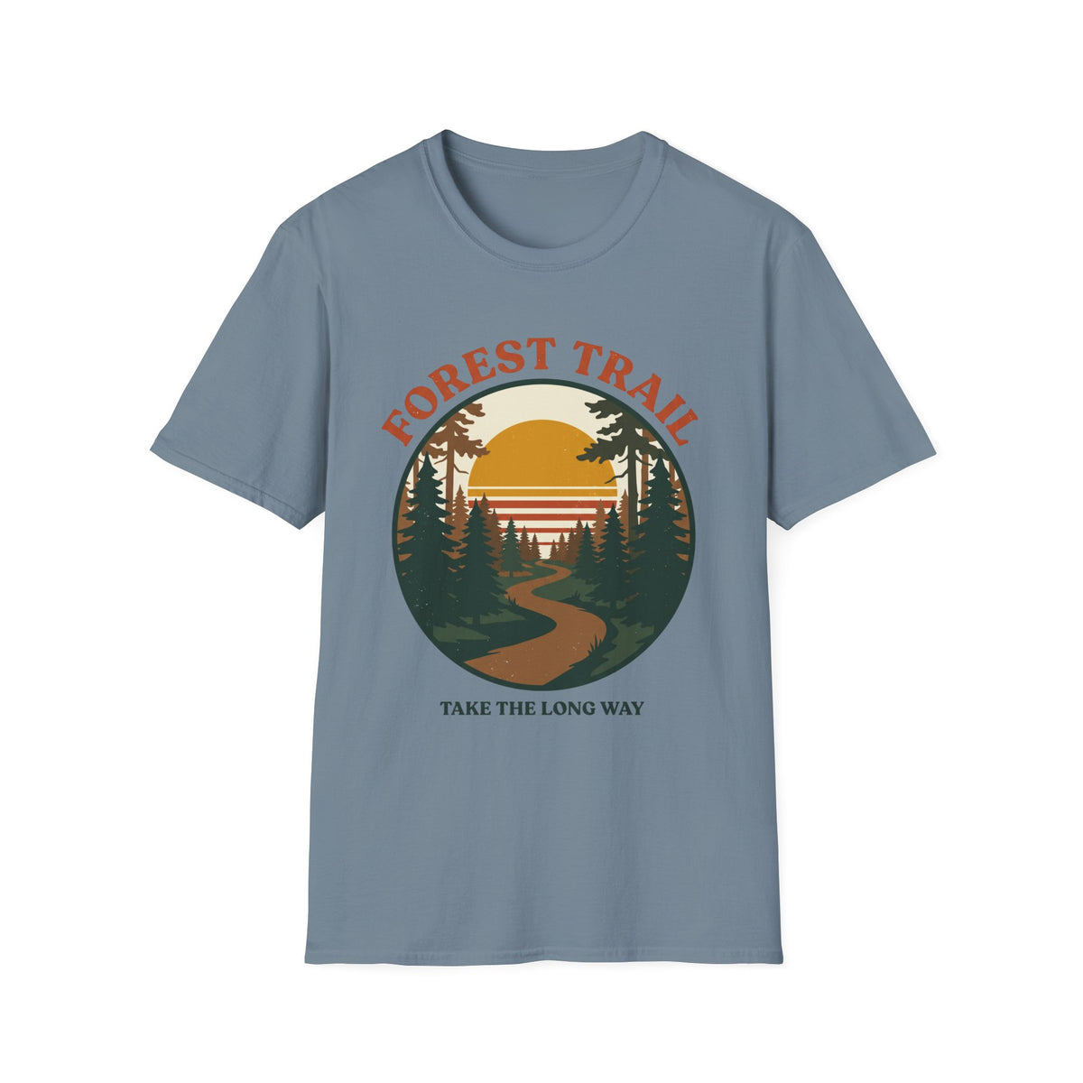 Retro Forest Trail T-Shirt – Vintage 70s Sunset Hiking Tee, Unisex