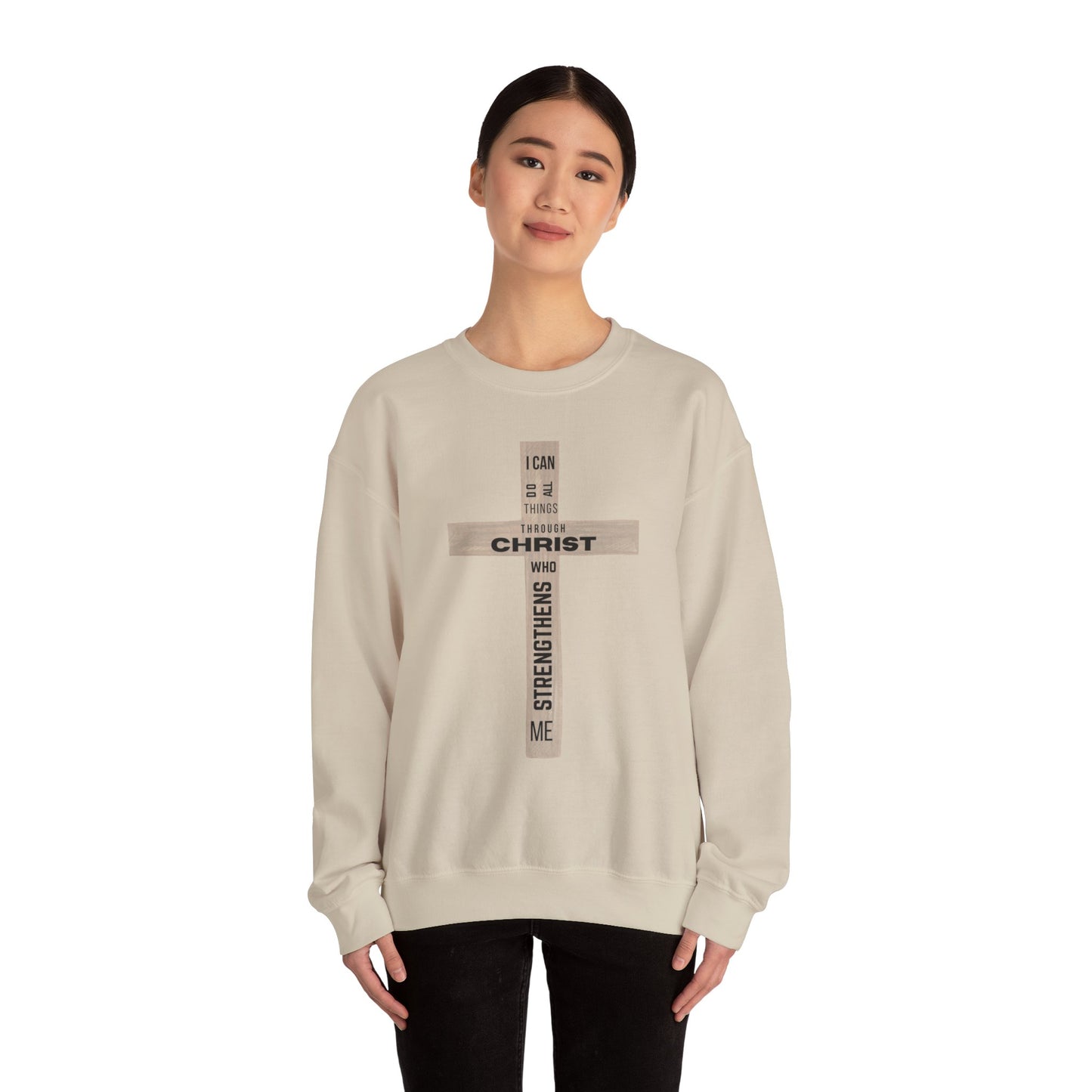 Inspirational Christian Crewneck Sweatshirt "I Can Do All Things Through Christ"