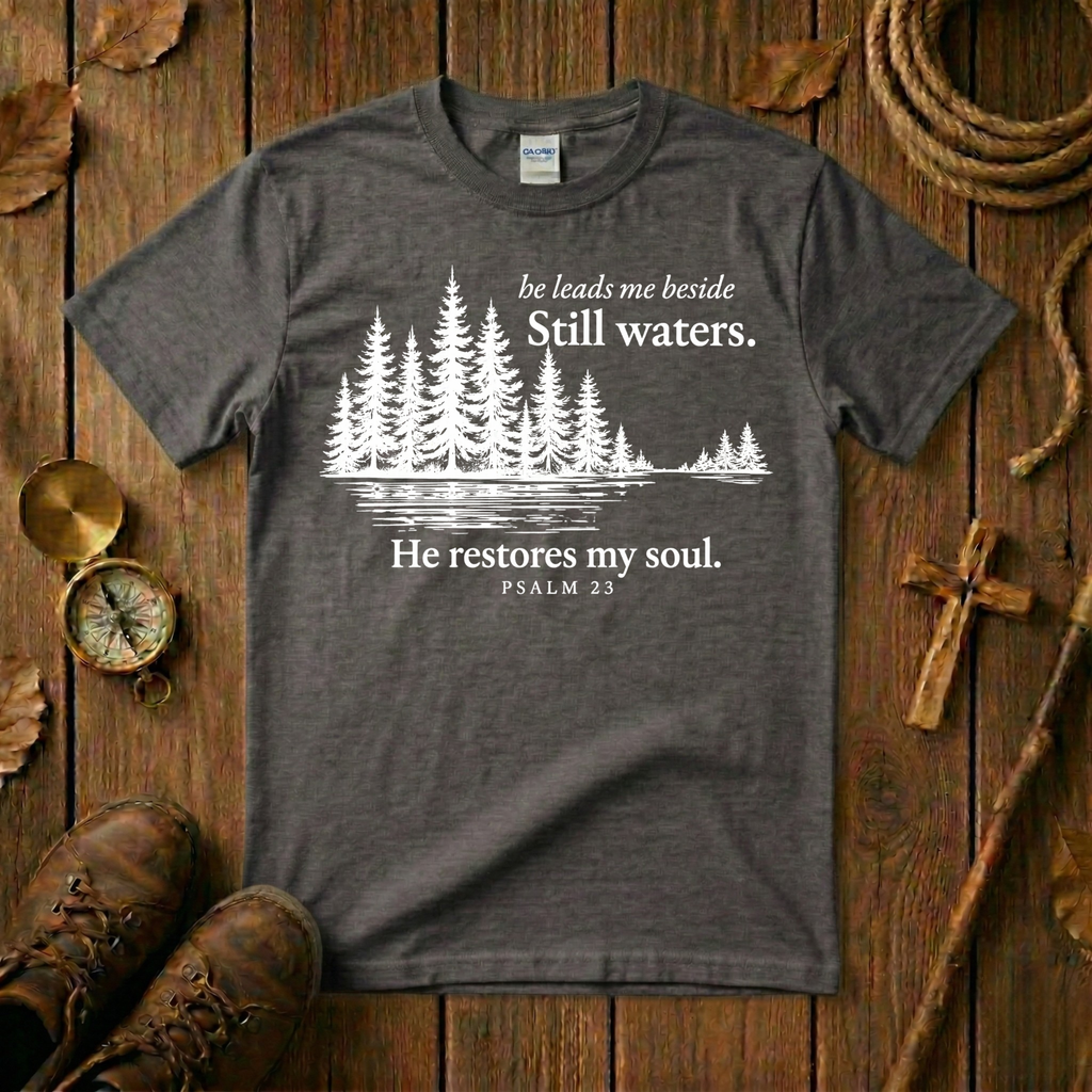 He Leads Me Beside Still Waters Tee Shirt