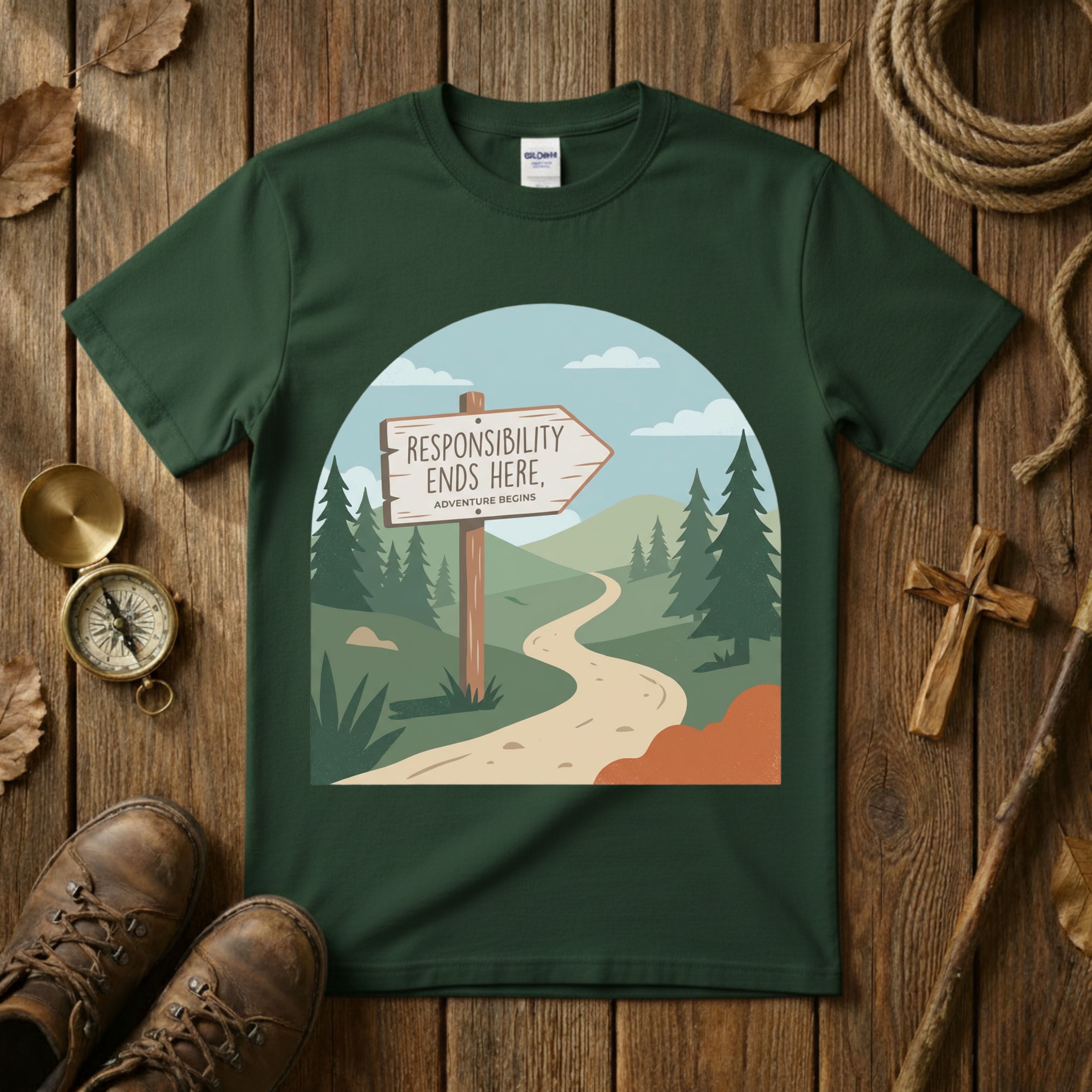 Responsibility Ends Adventure Begins Tee Shirt