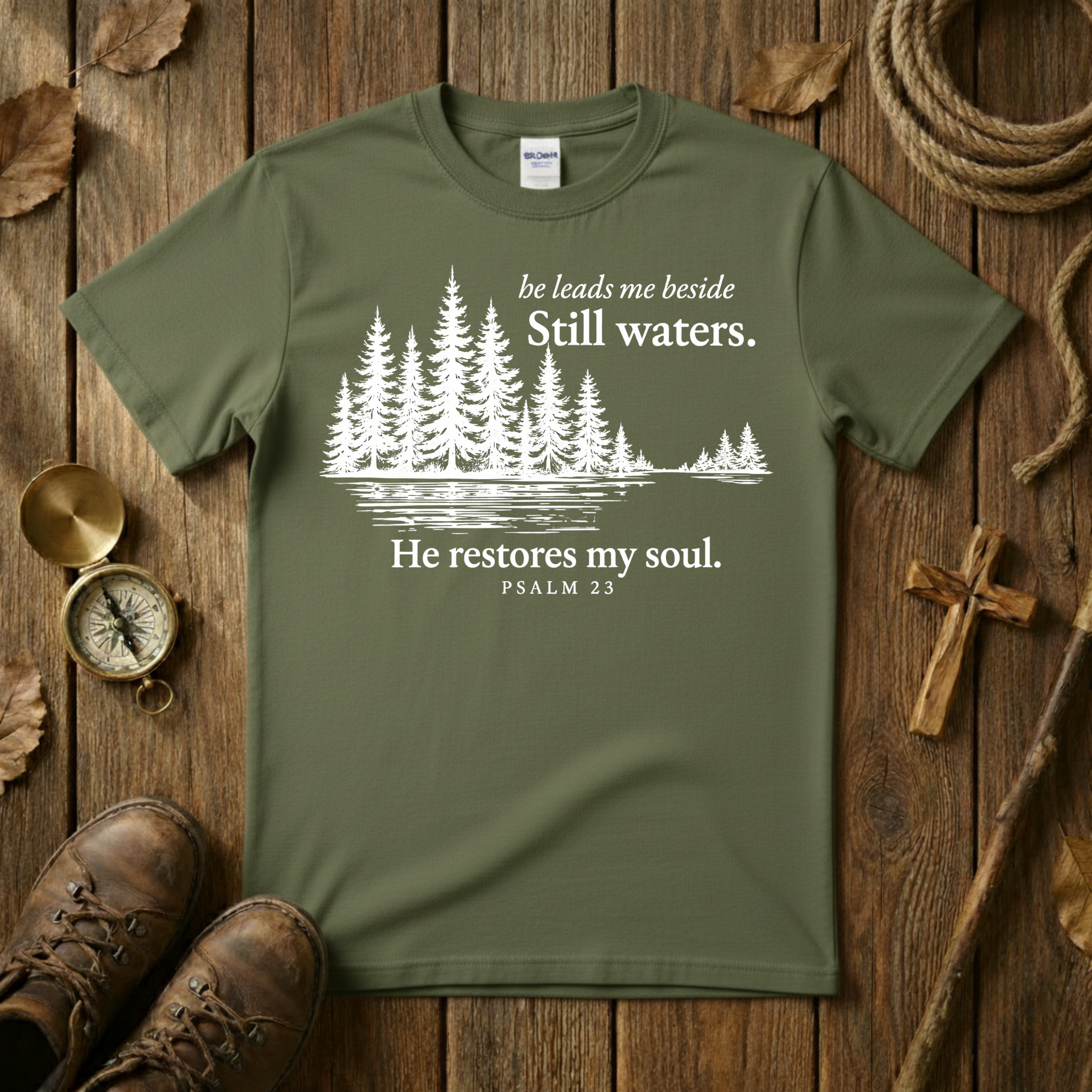He Leads Me Beside Still Waters Tee Shirt