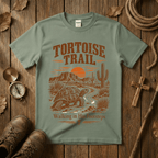 T-Shirt — Tortoise Trail Desert Sunset Graphic Tee ("Tortoise Trail" Text)
