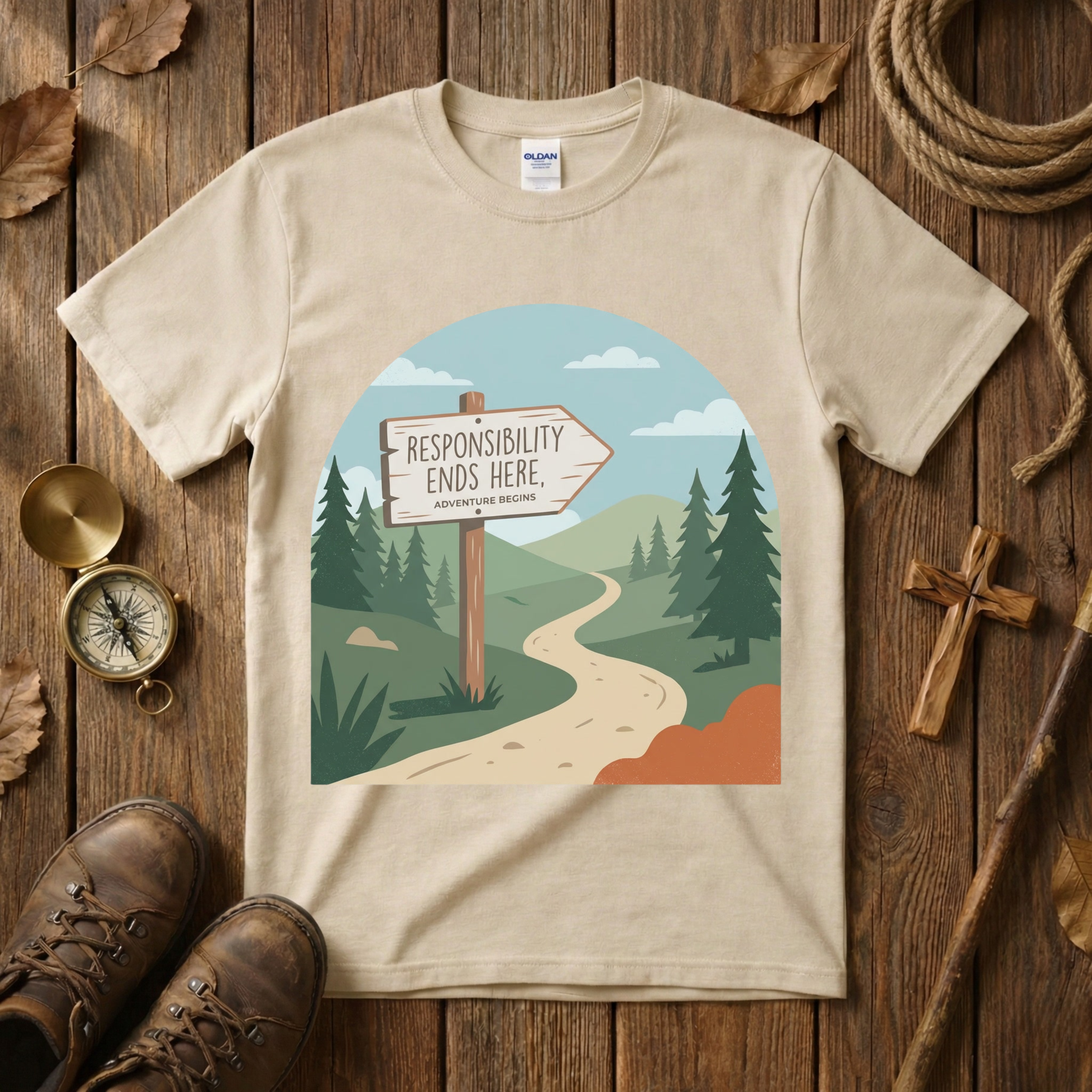 Responsibility Ends Adventure Begins Tee Shirt